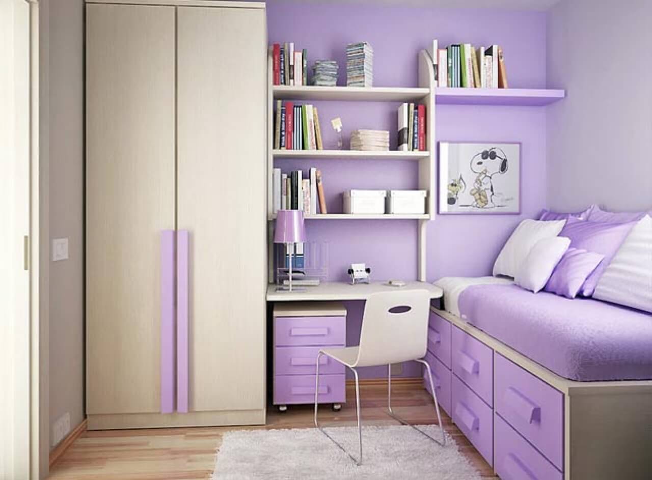 Cute-Purple-Bedroom-Design-for-Teenage-Girls-Room-with-Small-Space