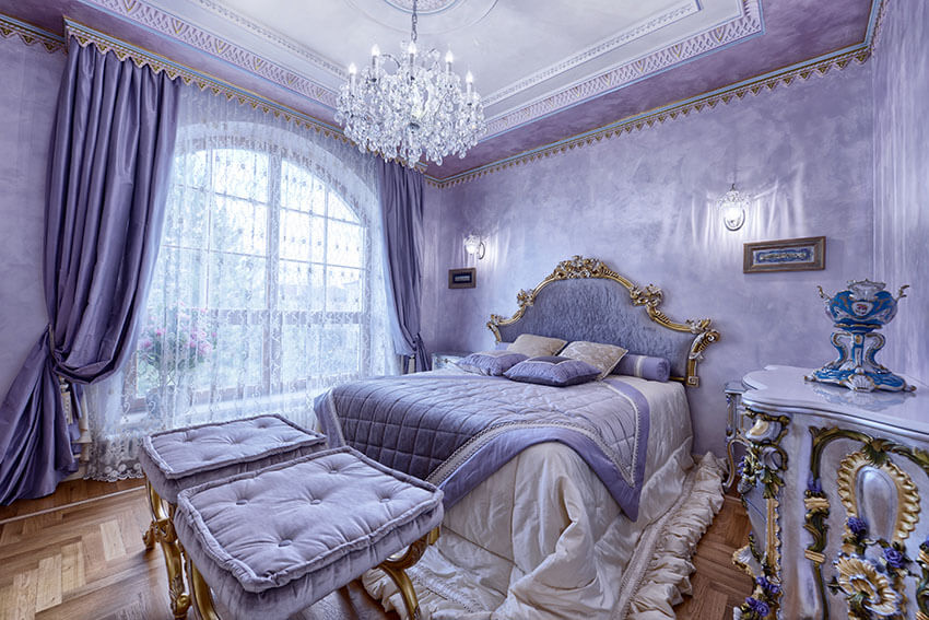 luxury-french-inspired-purple-bedroom-with-gold-gilded-furniture-and-crystal-chandelier