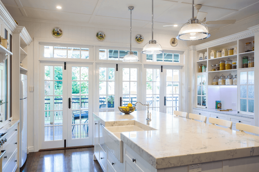 Beautiful White Kitchen With Islands