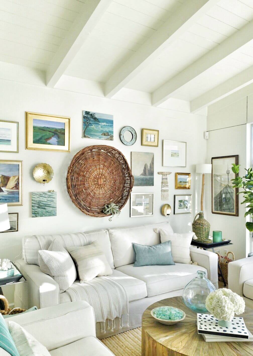 Coastal Living Room Gallery Wall