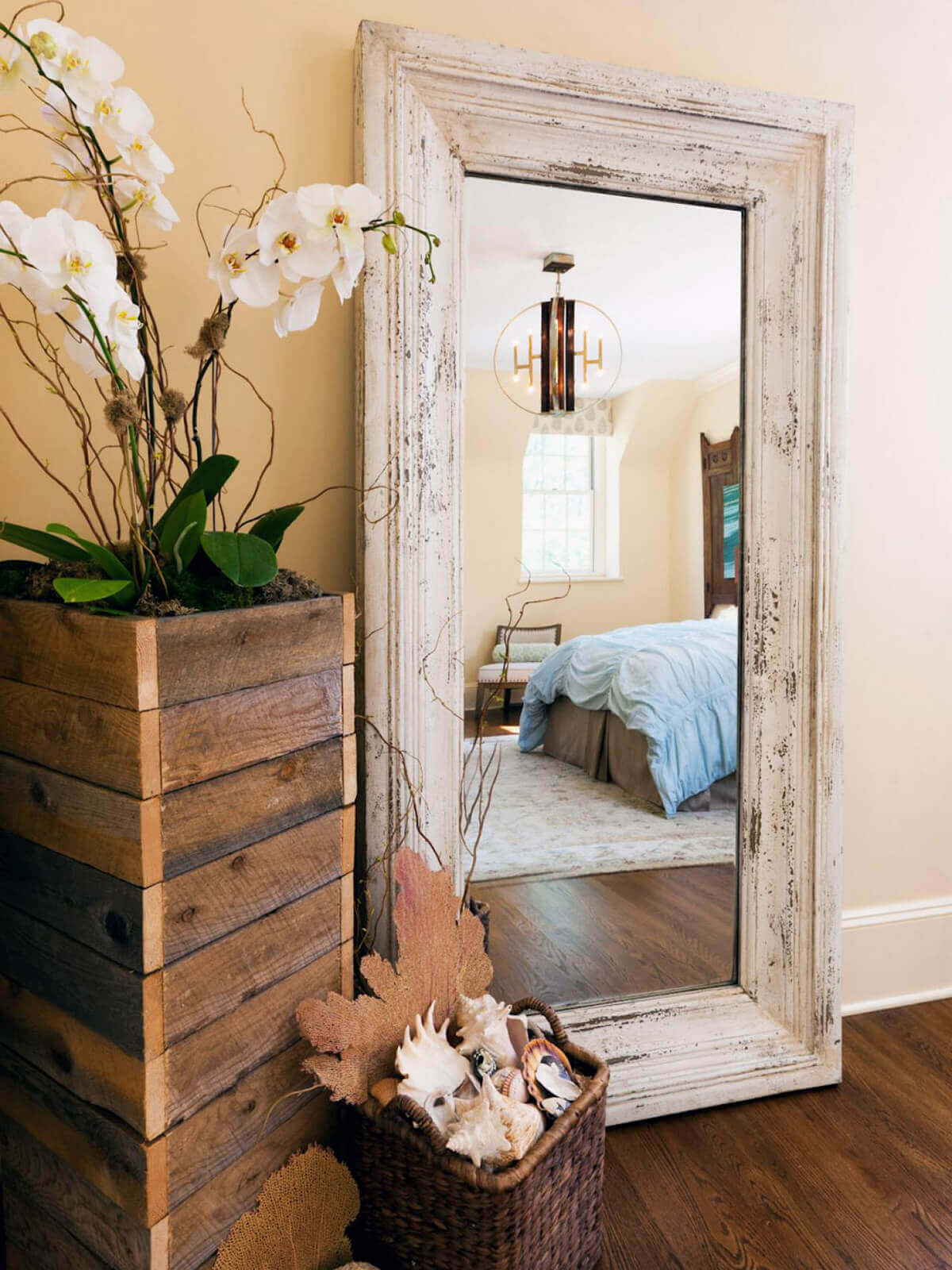 Standing Mirror in a Distressed Frame