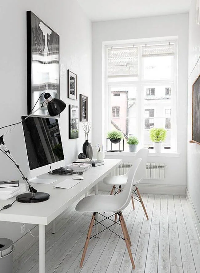small home office decor with light
