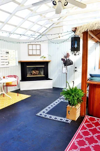 Try an Outdoor Fireplace sun room