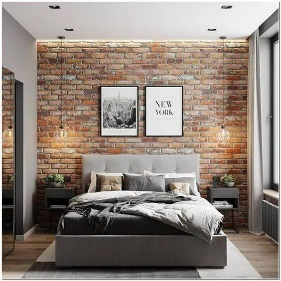 industrial style master bedroom